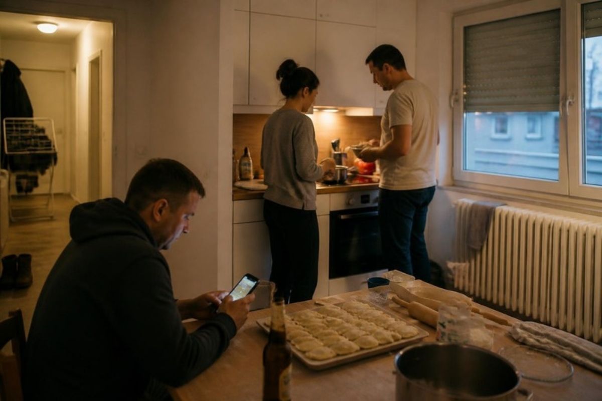 Wspólna kuchnia w mieszkaniu pracowniczym w Niemczech
