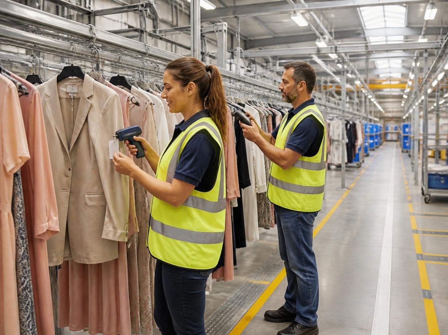 Arbeit in Deutschland – Kommissionierung und Etikettierung von Bekleidung in einem modernen Lager
